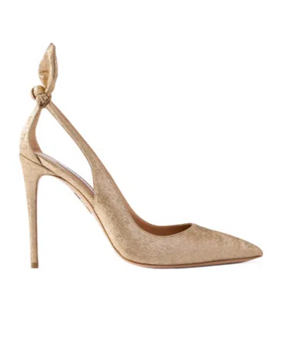 Aquazzura Satin And Leather Pumps In Nude