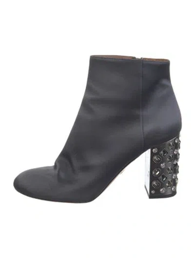 Pre-owned Aquazzura Satin Crystal Embellishments Boots In Gray