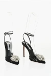 Aquazzura Satin Crystal Margarita Pumps With Jewel Detail 11cm In Black