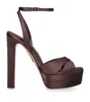 Aquazzura Satin Divine Plateau Platform Sandals 130 In Brown