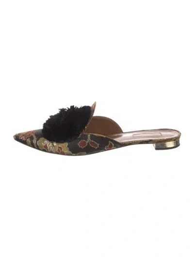 Pre-owned Aquazzura Satin Floral Print Mules In Multi