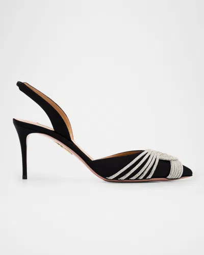 AQUAZZURA SATIN GATSBY SLINGBACK PUMPS