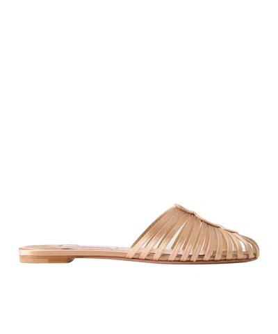 Aquazzura Satin Mules In Nude
