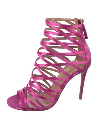 Pre-owned Aquazzura Satin Pumps In Pink