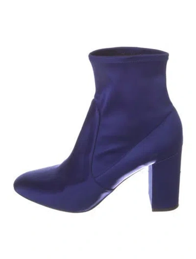 Pre-owned Aquazzura Satin Sock Boots In Blue