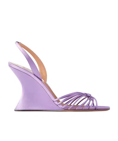 Aquazzura Satin Wedge Sandals In Purple