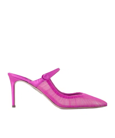 Aquazzura Satin-trimmed Tulle Mules In No