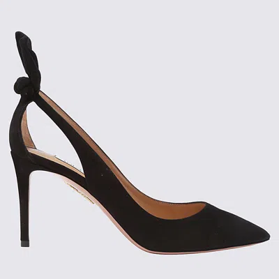 AQUAZZURA AQUAZZURA BLACK SUEDE BOW TIE PUMPS