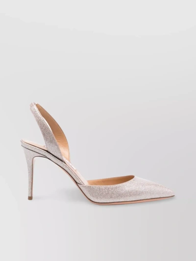 AQUAZZURA SCULPTED HEEL POINTED PUMPS WITH GLITTER DETAILING