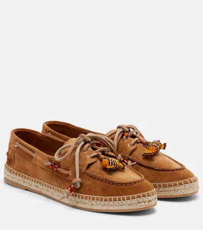 Aquazzura Seafarer Beaded Suede Espadrilles In Brown