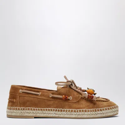 Aquazzura Seafarer Espadrilles In Tobacco Suede Leather In Multi