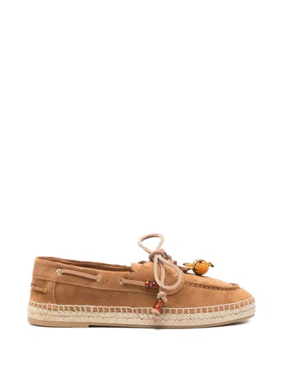 Aquazzura Seafarer Espadrilles In Tobacco Suede Leather In Black
