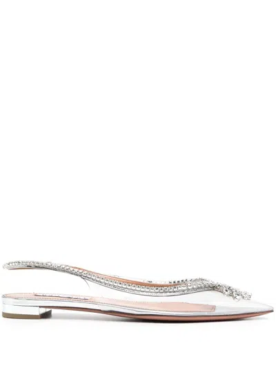 Aquazzura Seduction 20mm Slingback Ballerina Shoes In Metallic