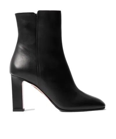 Aquazzura Sellier 85 Leather Ankle Boots In Black