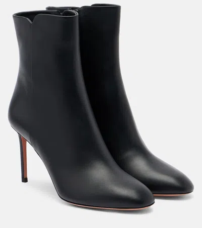 Aquazzura Sellier 85 Leather Ankle Boots In Blue