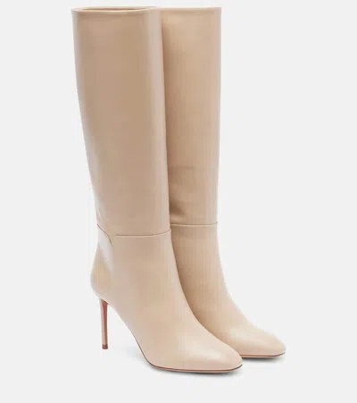 Aquazzura Sellier 85 Leather Knee-high Boots In Nude