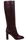 Aquazzura 85mm Sellier Leather Heeled Boot In Purple