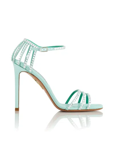 Aquazzura Sensation Crystal Heeled Sandals In Animal Print