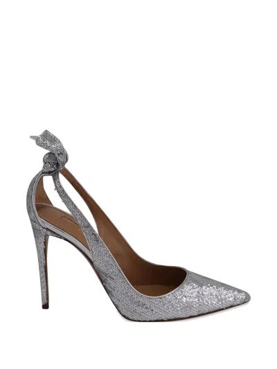 Pre-owned Aquazzura Sequined Pumps In Silver