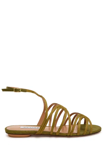 Aquazzura Serenade Raffia Sandals In Green