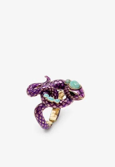 Aquazzura Serpente Crystal Ring In Purple