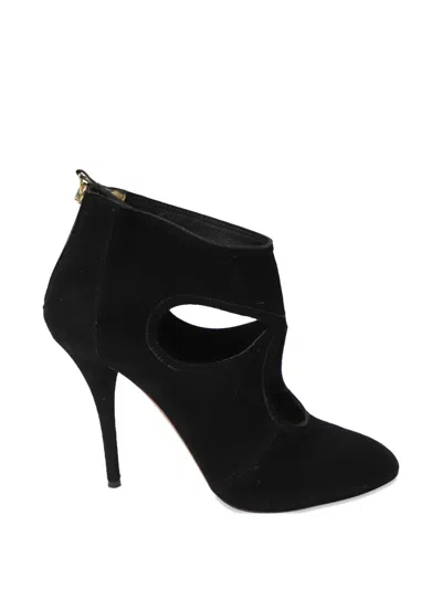 Pre-owned Aquazzura Sexy Thing Cut-out Ankle Boots In Black