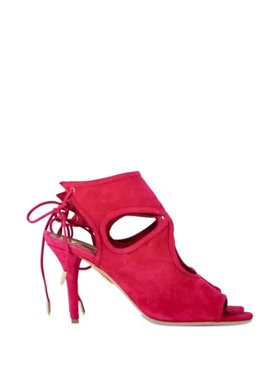 Pre-owned Aquazzura Sexy Thing Cut-out Tie Sandals In Pink