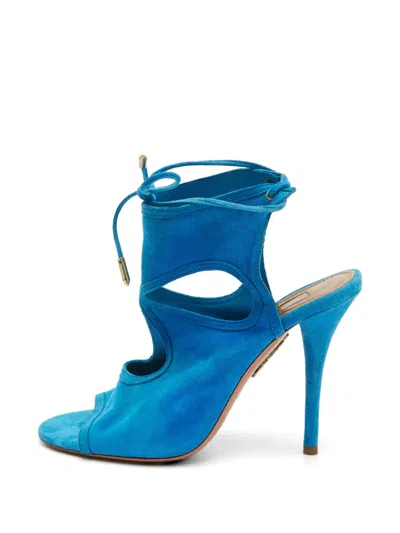 Pre-owned Aquazzura Sexy Thing Cutout Heeled Sandals In Blue