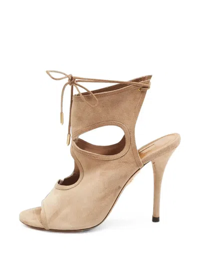 Pre-owned Aquazzura Sexy Thing Cutout Sandals In Neutrals