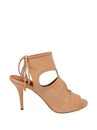 Pre-owned Aquazzura Sexy Thing Cutout Sandals In Neutrals