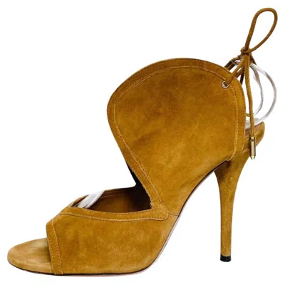 Pre-owned Aquazzura Sexy Thing Suede Sandals In Brown