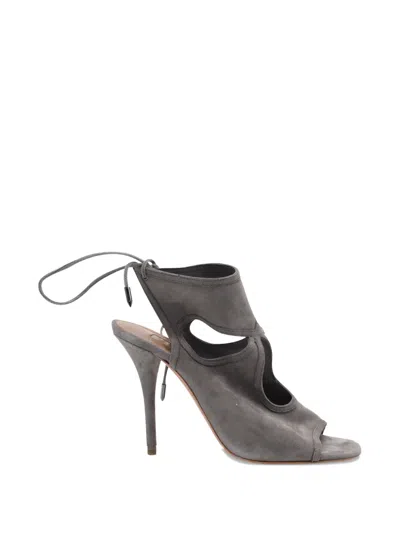 Pre-owned Aquazzura Sexy Thing Suede Sandals In Gray