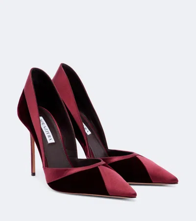 Aquazzura Shadow Velvet And Satin Pumps In Burgundy