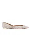 Aquazzura Check Tweed Pointed Toe Ballet Flats In White