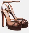 Aquazzura Shear Plateau 130 Suede Platform Pumps