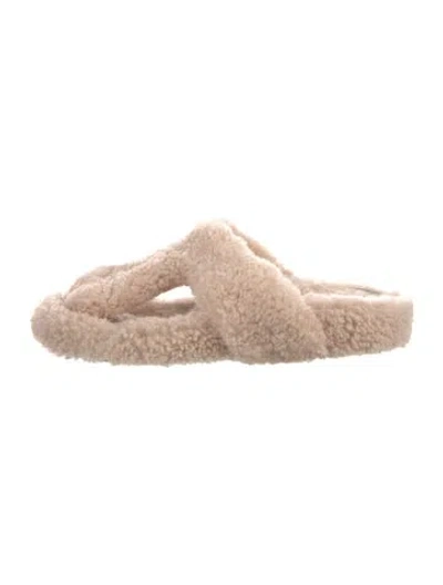 Pre-owned Aquazzura Shearling Flip Flops In Pink