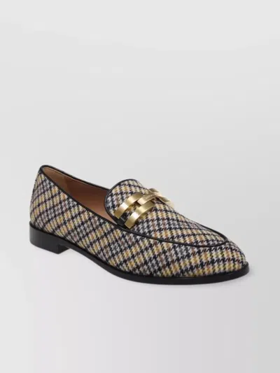 Aquazzura Shiny Metallic Detail Loafers In Brown