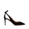Aquazzura Suede Bow Stiletto Pumps In Black
