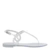 Aquazzura Almost Bare Crystal Jelly Sandal Flats Transparent In Transparent