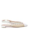 Aquazzura Temptation Crystal Mesh Slingback Flats In Silver