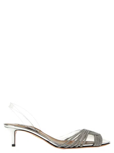 Aquazzura Silver Gatsby Heels