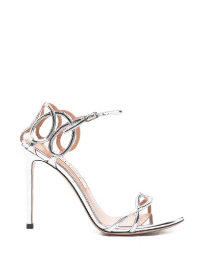 Aquazzura Silver Silk And Nylon Blend Sandals