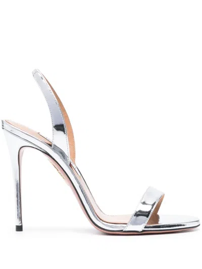 Aquazzura So Nude Sandal 105 In Silver In Grey