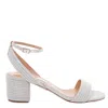 Aquazzura Sundance 50mm Metallic Leather Block-heel Sandals In Silver
