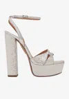 Aquazzura Sinner 140 Platform Sandals In Metallic Nappa Leather In Silver