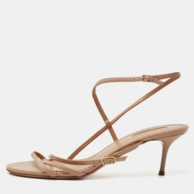 Pre-owned Aquazzura Size 38 Beige Leather Ankle Strap Sandals