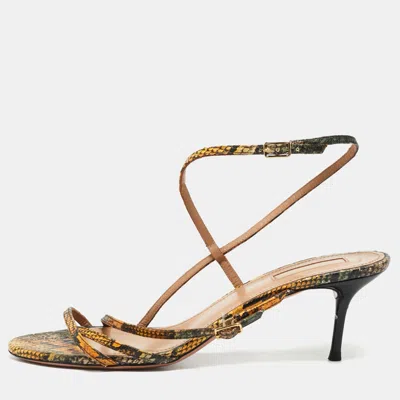 Pre-owned Aquazzura Size 38 Multicolor Leather Ankle Strap Sandals