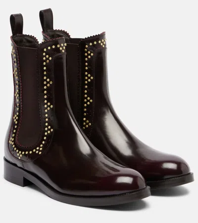 Aquazzura Verzierte Chelsea Boots Skye Aus Leder In Black