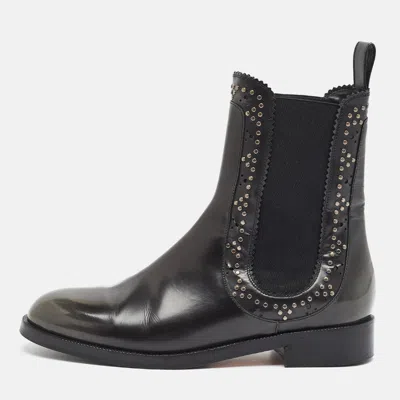 Pre-owned Aquazzura Skye Size 39 Black Patent Leather Studded Combat Boots