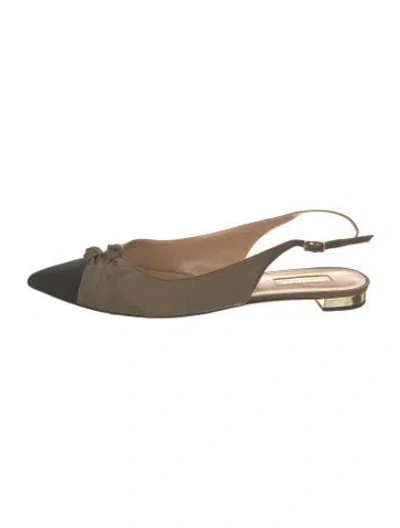 Pre-owned Aquazzura Slingback Flats In Green